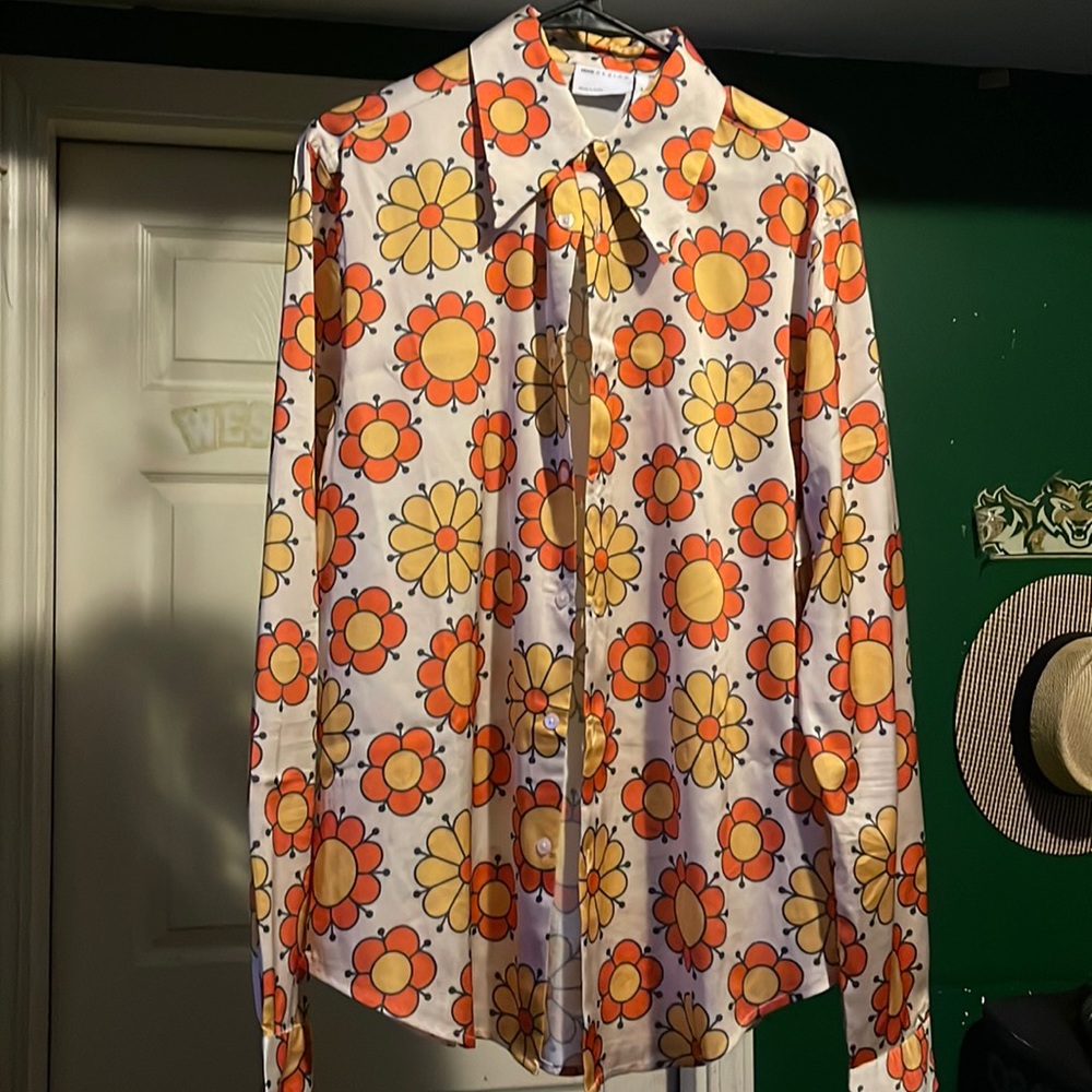 70s style floral shirt